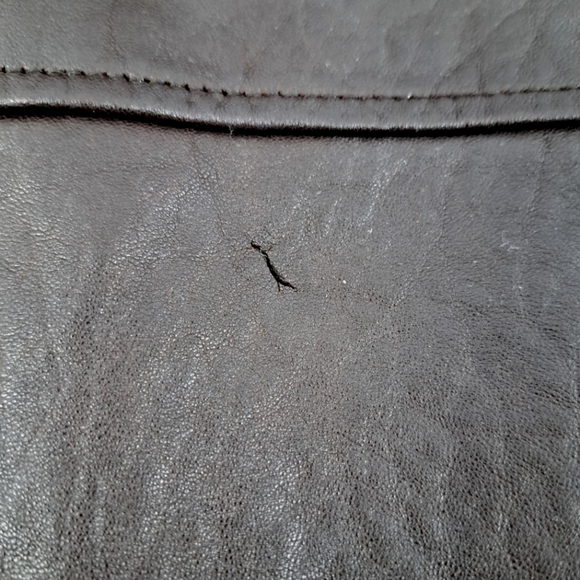 Vintage Ann Taylor Brown Leather Jacket, 1990's, Fleece lined hood, sz M - Picture 9 of 9